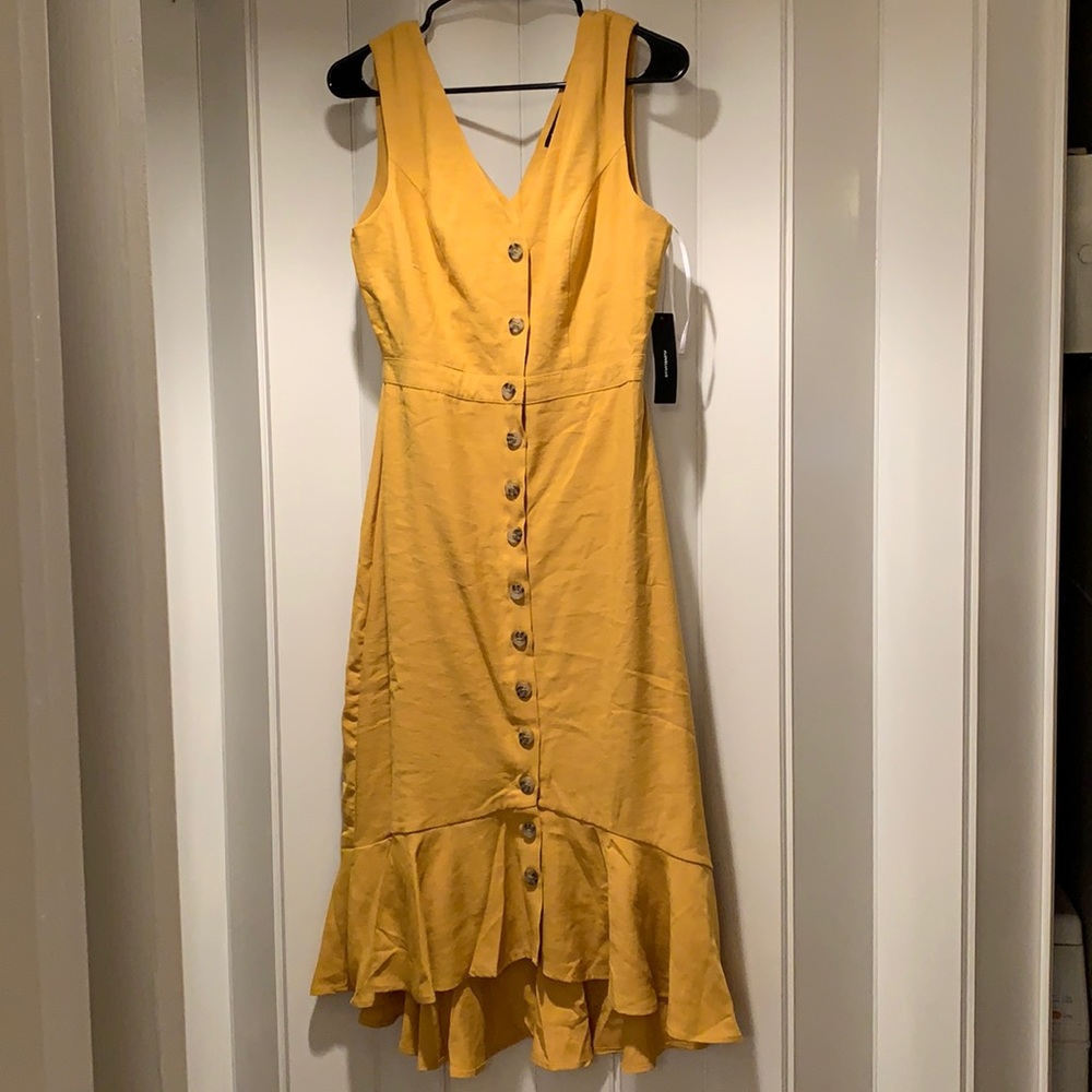 Yellow midi dress, new